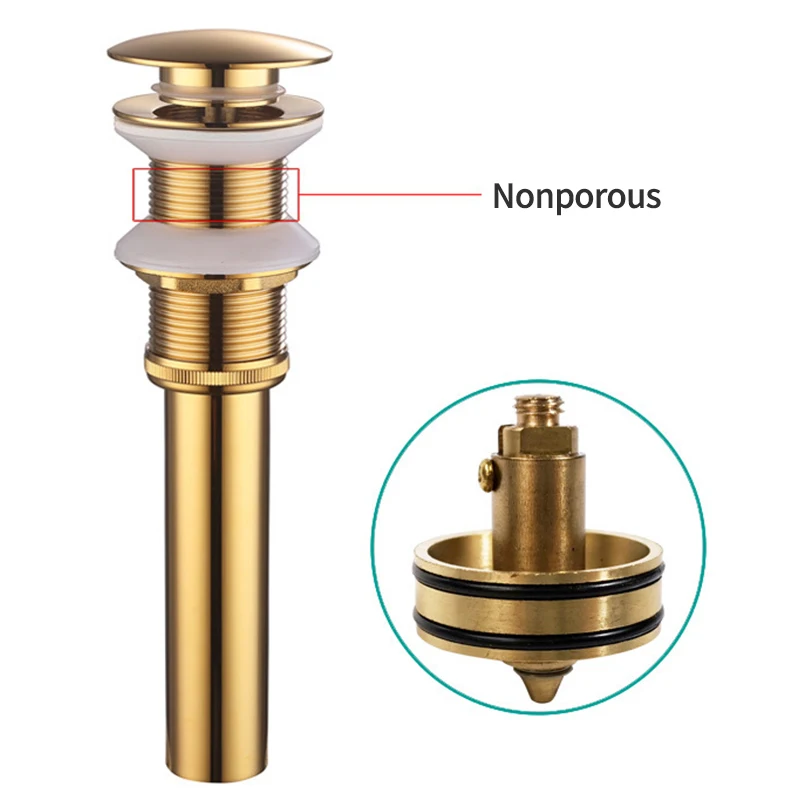 Giá Nhà Máy Bán Buôn Ống Thoát Nước Đẩy Xuống Bằng Đồng Thau Hiện Đại Với Ống Thoát Nước Bồn Rửa Tràn Màu Vàng