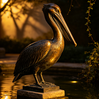 Statue de pélican en bronze, décoration de parc extérieur, animal de grande taille, pour la maison et le jardin
