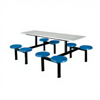 Fabrication chinoise - Ensemble table et chaises de cantine scolaire 8 places en fibre de verre et fer, écologique et durable, pour restaurant et cantine - En promotion