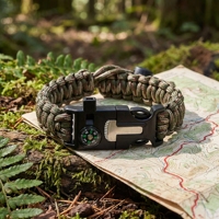 Bracelet de survie réglable pour homme et femme, cordon en nylon de 3,6 m avec allume-feu en silex pour le camping, fabriqué en Chine