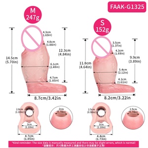 FAAK Wholesale Realistic Penis Sleeve with Anti-drop <b>Ring</b> Penis Cover Cock <b>Ring</b> Sleeve Open Ended Condom Sex Toys for <b>Couples</b> - Product Image 2