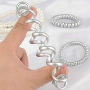 Caliente 3 uds astilla transparente cable de teléfono lazos de plástico sin daños accesorios para el cabello bobina Original sin rastro espiral lazos para el cabello conjunto - Product Image 4