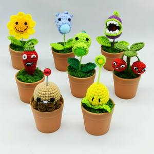 <span class=keywords><strong>Mini</strong></span> <span class=keywords><strong>tournesol</strong></span> tissé à la main, petit <span class=keywords><strong>pot</strong></span> <span class=keywords><strong>en</strong></span> crochet, ornements décoratifs <span class=keywords><strong>en</strong></span> fil de laine, fleur tricotée - Product Image 2