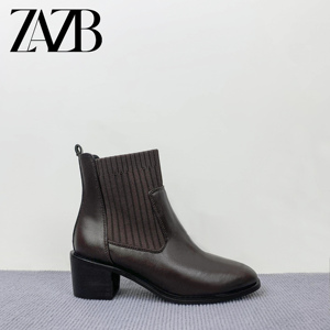 Otoño nuevos zapatos <span class=keywords><strong>de</strong></span> mujer <span class=keywords><strong>vino</strong></span> rojo suela gruesa cintura alta elástico botas desnudas botas cortas - Product Image 5