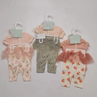 Ensemble 4 pièces pour bébés filles : barboteuse en coton à manches courtes, pantalon, bandeau et chaussettes – Vente en gros, export transfrontalier, petites tailles