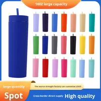 2025 nouveau gobelet en acrylique à double paroi de 16oz personnalisé en gros paille couvercle étanche tasse en plastique réutilisable pour les fêtes Applicable