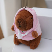 En gros, porte-clés en peluche Capybara multicolore à capuche, mini motif de fruits de dessin animé, breloque de sac, pour le quotidien et les petites fêtes
