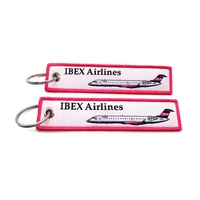 Porte-clés brodé personnalisé pour pilote d'avion, avec double logo brodé en tissu