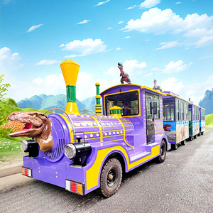 Train à dinosaures sans rails en acier, 27 places, avec fumée simulée et design accrocheur, idéal pour les parcs d'attractions familiaux. - Product Image 1