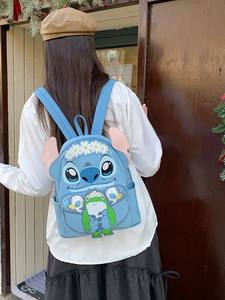 Sac à dos de dessin animé petit monstre en gros transfrontalier pour étudiantes, sac mignon, sac à dos de poupée en peluche bleue de grande capacité - Product Image 4