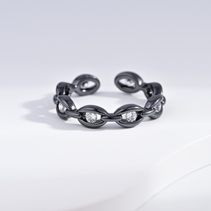 custom plata 925 sterling Silver hip hop eye <b>ring</b> black gold plated Geometric Design Minimalist Unisex western <b>adjustable</b> <b>rings</b> - Product Image 1