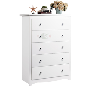 Commode à 5 tiroirs en bois blanc, 45 pouces de haut, commode de rangement <span class=keywords><strong>pour</strong></span> salon et couloir - Product Image 1