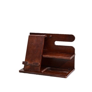 Wooden phone stand, multi-functional <b>desktop</b> storage rack with key and other storage compartments, solid wood <b>shelf</b>. - Product Image 2