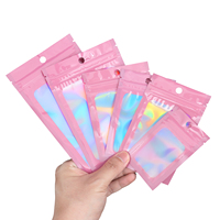 Boucles d'oreilles d'emballage en plastique PET/PE avec mini pochette zippée suspendue anti-odeur noire imprimée personnalisée sac en mylar holographique comestible
