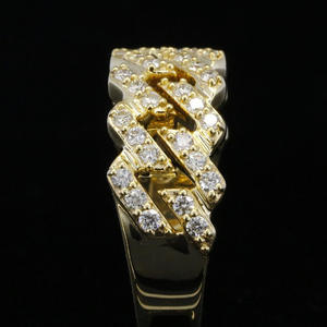 Anello Geometrico F977 con Diamanti, Montatura Pavé, Pietra Naturale Rotonda, Anelli Unisex per Matrimonio e Moda - Product Image 4