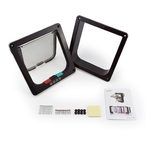 Moderno 4-Way chiusura gatto patta porta ABS Pet girevole gatto cancello per gatti in legno o porta di vetro - Product Image 5