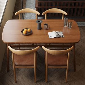 Ensemble de <span class=keywords><strong>table</strong></span> à manger en bambou minimaliste nordique pour petit appartement, utilisation domestique avec chaises de salle à manger et <span class=keywords><strong>table</strong></span> rectangulaire - Product Image 1