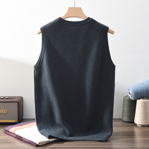 <strong>Men's</strong> Winter Casual O-Neck Sleeveless Pure Cashmere <strong>Knit</strong> Solid Color Vest Loose Cashmere <strong>Waistcoat</strong> - Product Image 5