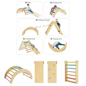 Ensemble d'articles Montessori 3 en 1, triangle d'escalade, arche, rampe pour tout-petits, jouets en bois pour enfants