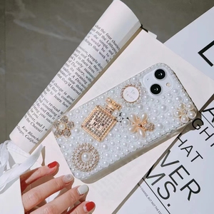 เคสเพชรสำหรับ iPhone 12 13 11 Pro Max XR X,เคสขวดน้ำหอมมุกประดับพลอยเทียมหรูหราแฟชั่นสำหรับเด็กผู้หญิง - Product Image 2