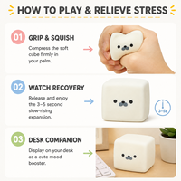 Jouet Squishy Tofu en forme de phoque à remontée lente, ultra-doux et malléable, balle anti-stress avec visage mignon pour enfants et adultes