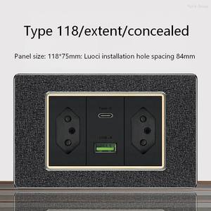 Enchufe de pared USB de PC negro mate estándar brasileño, panel de toma de corriente, enchufe de pared tipo 118 de 6 pines - Product Image 5