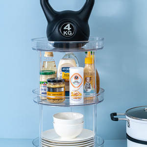 Multi Layer Rotating Plastic Storage Rack Transparent Kitchen Seasoning Organizer Large Capacity Customizable Nordic Style - Product Image 3