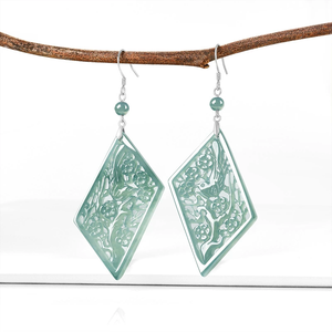 S925 <b>Silver</b> <b>Stud</b> <b>Earrings</b> with Natural A-Grade Jade Blue Ice-Grade Jade Classic Style Women's Wedding Forever Star - Product Image 2