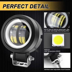 Off Road Led Light 3 Inch 20W With Angel Eye Ring Stainless Steel Mount Beach Use - Product Image 1