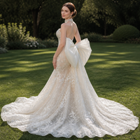 Robe de mariée sirène ajustée Jancember XS304 en tulle brodé scintillant avec surjupe