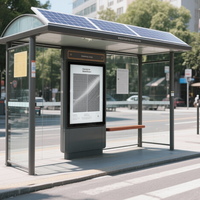 Parada de Autobús Inteligente de Aleación de Aluminio con Energía Solar, Señalización Digital LCD para Exteriores Resistente a la Intemperie IP65 para Transporte Público