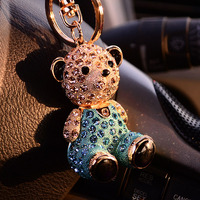 Exquisito y Lindo Llavero de Oso para Mujer, con Incrustaciones de Diamantes, Aleación de Zinc, con Cadena de Metal Moderna, Regalo para Mujer