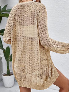 <span class=keywords><strong>Chaqueta</strong></span> Cárdigan de Manga Larga Informal para <span class=keywords><strong>Mujer</strong></span>, Estilo Veraniego, Ligera, Calada, para Vacaciones en la Playa, Tejida a Mano, Antibolitas, con Logotipo Frontal - Product Image 2