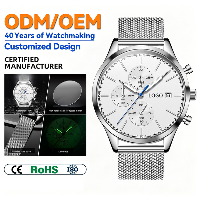 Custom OEM 2881 Men's Black Stainless Steel Mesh Business Luxury Sport Antique Fashion Water Resistant Quartz Watch