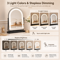 Miroir de maquillage rotatif à 360 degrés avec éclairage LED, gradation tactile, 3 couleurs, grand miroir de table avec base stable