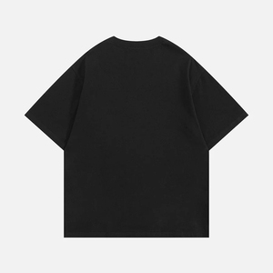 <span class=keywords><strong>T</strong></span>-shirt décontracté à manches courtes pour homme, col rond, en coton noir, coupe oversize, style streetwear, avec logo personnalisé et détail fermoir homard, thème <span class=keywords><strong>pompier</strong></span> - Product Image 3