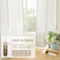 Rideau semi-transparent en lin naturel, effet lin, doux et filtrant la lumière, pour la décoration intérieure de la maison et des hôtels