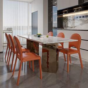 Chaise de salle à manger en cuir noir, design moderne, pour salon et salle à manger - Product Image 4