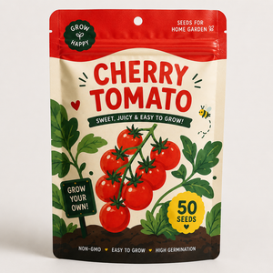 Sachet d'emballage de graines imprimé sur mesure, refermable, autoportant avec trou de suspension pour graines de légumes de jardin - Product Image 1