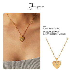 Collar con colgante de corazón de aleación de zinc con engaste de diamantes, regalo para mujer, estilo elegante y minimalista - Product Image 2