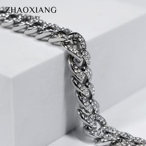 กำไลข้อมือคิวบาประดับเพชร CZ คริสตัล สไตล์ฮิปฮอปสุดเทรนด์  เครื่องประดับแฟชั่นจากโรงงานโดยตรง - Product Image 3