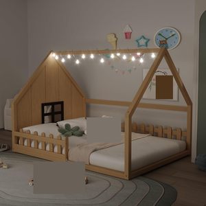 Montessori Huis Vloer <span class=keywords><strong>Bed</strong></span> Custom Hout Kinderen Trapbed Nieuwe Aankomst Grote Verlichte Enfant Slaapkamer Of Hotel Meubilair - Product Image 1