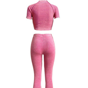 2024 여성 바지 조깅 스포츠 스택 바지 레깅스 슬릿 두 조각 주름 장식 스택 바지 세트 여성용 - Product Image 6