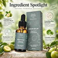 Sérum Visage Éclaircissant, Hydratant, Réparateur et Antioxydant à la Vitamine C, Glutathion et Centella, à base de Prune de Kakadu Fermentée