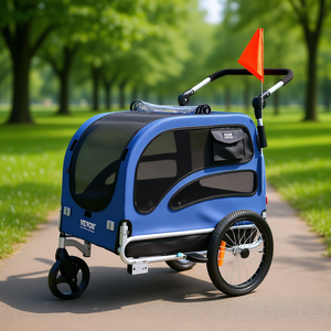 Remolque de Bicicleta para Perros Vevor, Carrito para Mascotas, 100 Libras, 2 en 1, Plegable, Universal, Porta Bicicletas, Tela Oxford Azul, Cierre de Cremallera - Product Image 2