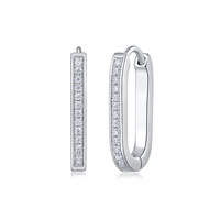 Boucles d'oreilles créoles ovales en argent sterling 925 avec moissanite pour femme, sertissage en canal, couleur D, moissanite VVS1, boucles d'oreilles diamant