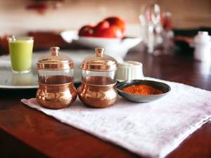 Copper Spice <b>Jars</b> Set <b>With</b> <b>Glass</b> Inserts And Metal <b>Lids</b> Vintage Handcrafted Airtight Stackable Kitchen Storage For Spices - Product Image 4