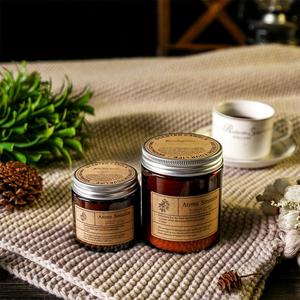 Pot en verre brun bougie parfumée cire de soja huile essentielle décoration de bougie aromatique de luxe dans une boîte en papier kraft <span class=keywords><strong>jaune</strong></span> - Product Image 3