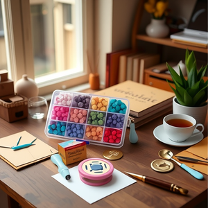 Kit complet de tampons à rouleaux pour sceau de cire en gros (Modèle HQYZPJ) - Origine Zhejiang, incluant des pastilles de cire, un pot de fusion, une cuillère, une poignée et un tapis - Product Image 2