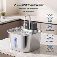 Distributeur d'eau intelligent pour animaux de compagnie, 2,2 L, sans fil, induction, acier inoxydable, alimentation USB/Type-C, design détachable, purificateur d'eau pour chats et chiens
